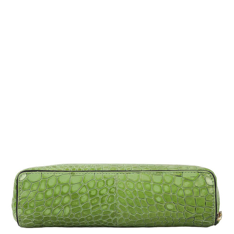 Croco Leather Multi Pouch - Kiwi