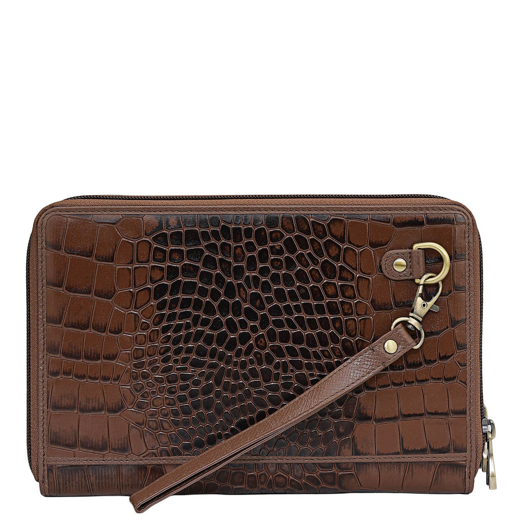 Croco Leather Multi Pouch - Date
