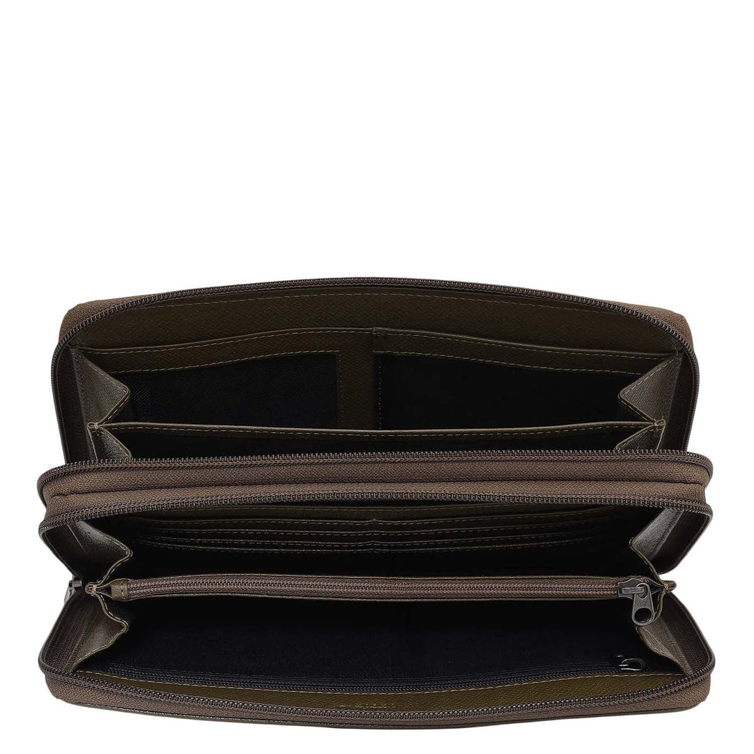 Croco Leather Multi Pouch - Military Green