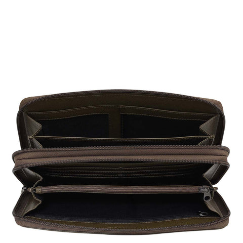 Croco Leather Multi Pouch - Military Green