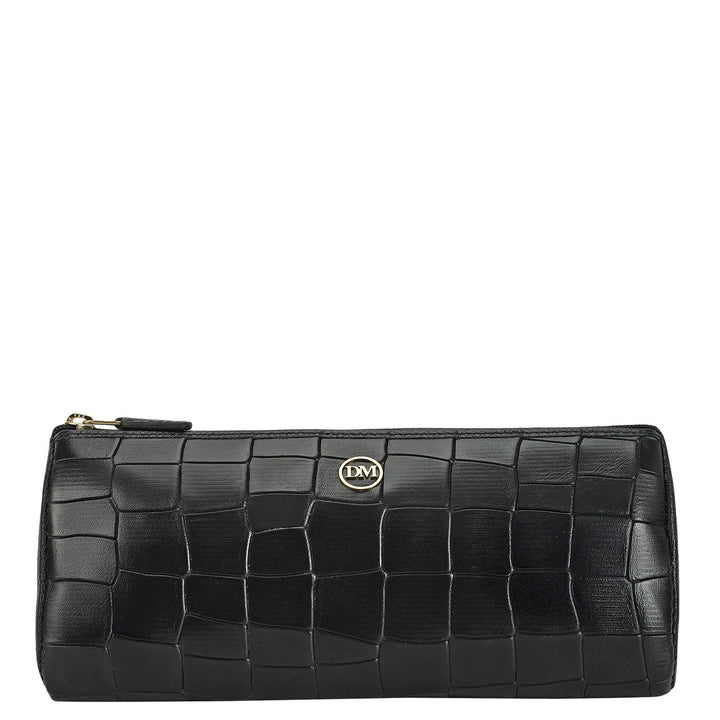 Croco Leather Multi Pouch - Black
