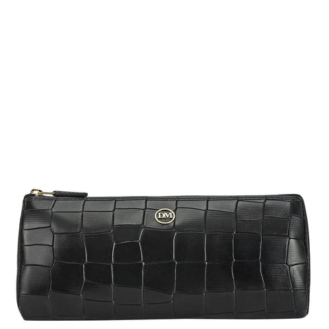 Croco Leather Multi Pouch - Black