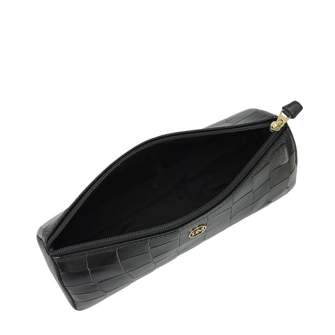 Croco Leather Multi Pouch - Black