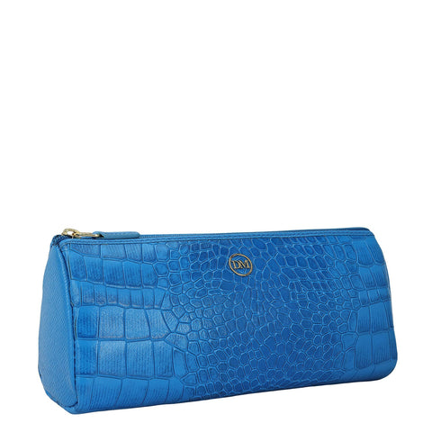 Croco Leather Multi Pouch - Blue