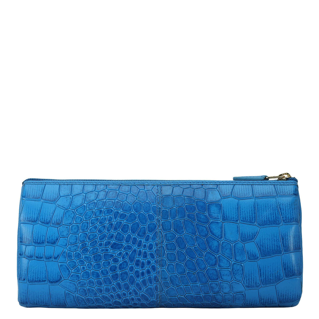Croco Leather Multi Pouch - Blue