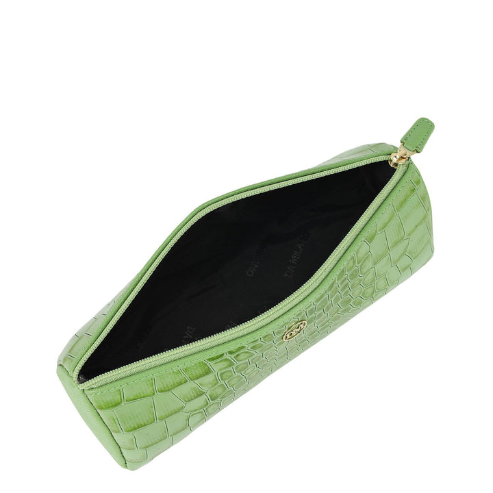 Croco Leather Multi Pouch - Kiwi