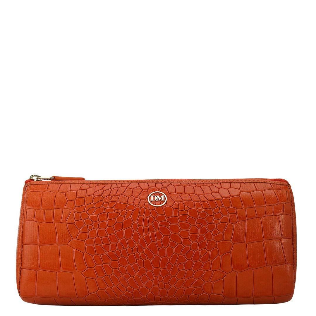Croco Leather Multi Pouch - Pumpkin