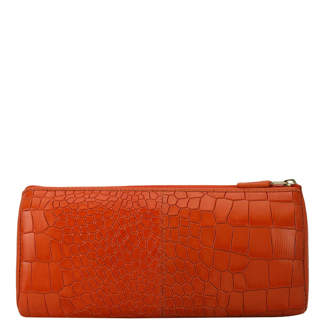 Croco Leather Multi Pouch - Pumpkin