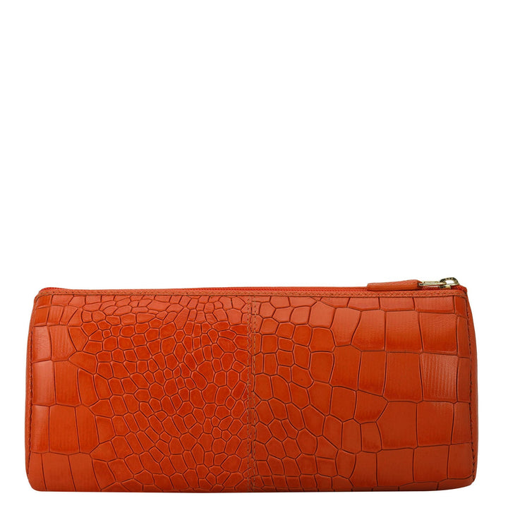 Croco Leather Multi Pouch - Pumpkin