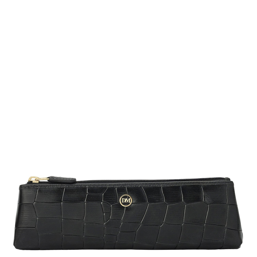 Croco Leather Multi Pouch - Black