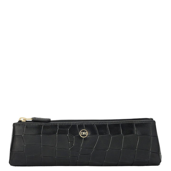 Croco Leather Multi Pouch - Black