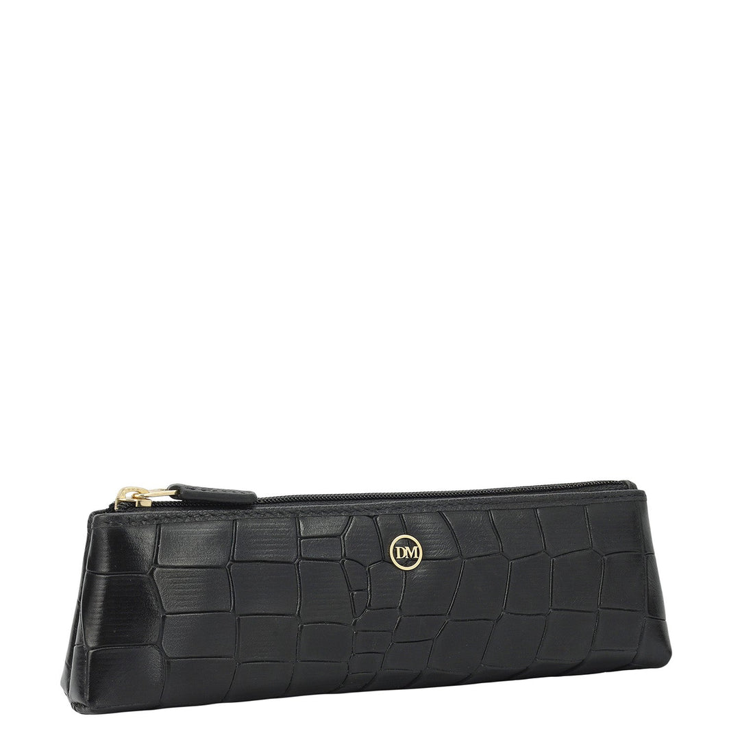 Croco Leather Multi Pouch - Black