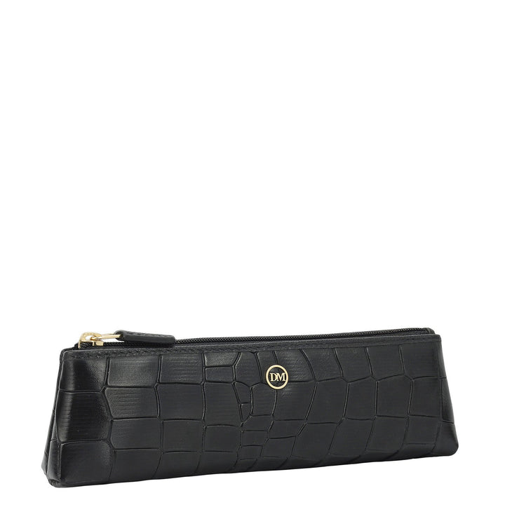 Croco Leather Multi Pouch - Black