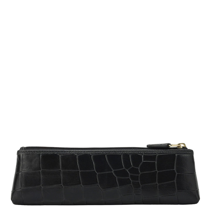 Croco Leather Multi Pouch - Black