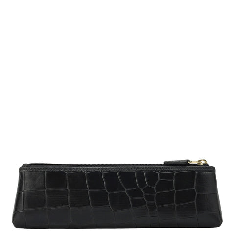 Croco Leather Multi Pouch - Black