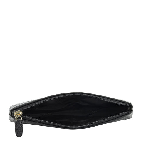 Croco Leather Multi Pouch - Black