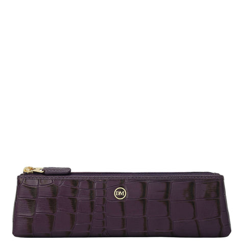 Croco Leather Multi Pouch - Grapevine