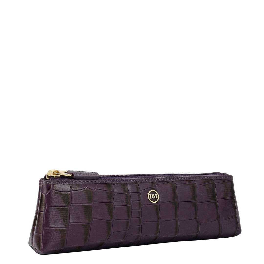 Croco Leather Multi Pouch - Grapevine