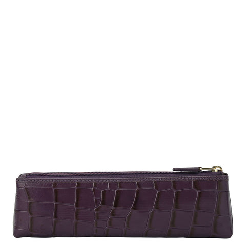 Croco Leather Multi Pouch - Grapevine