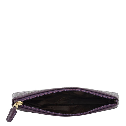 Croco Leather Multi Pouch - Grapevine
