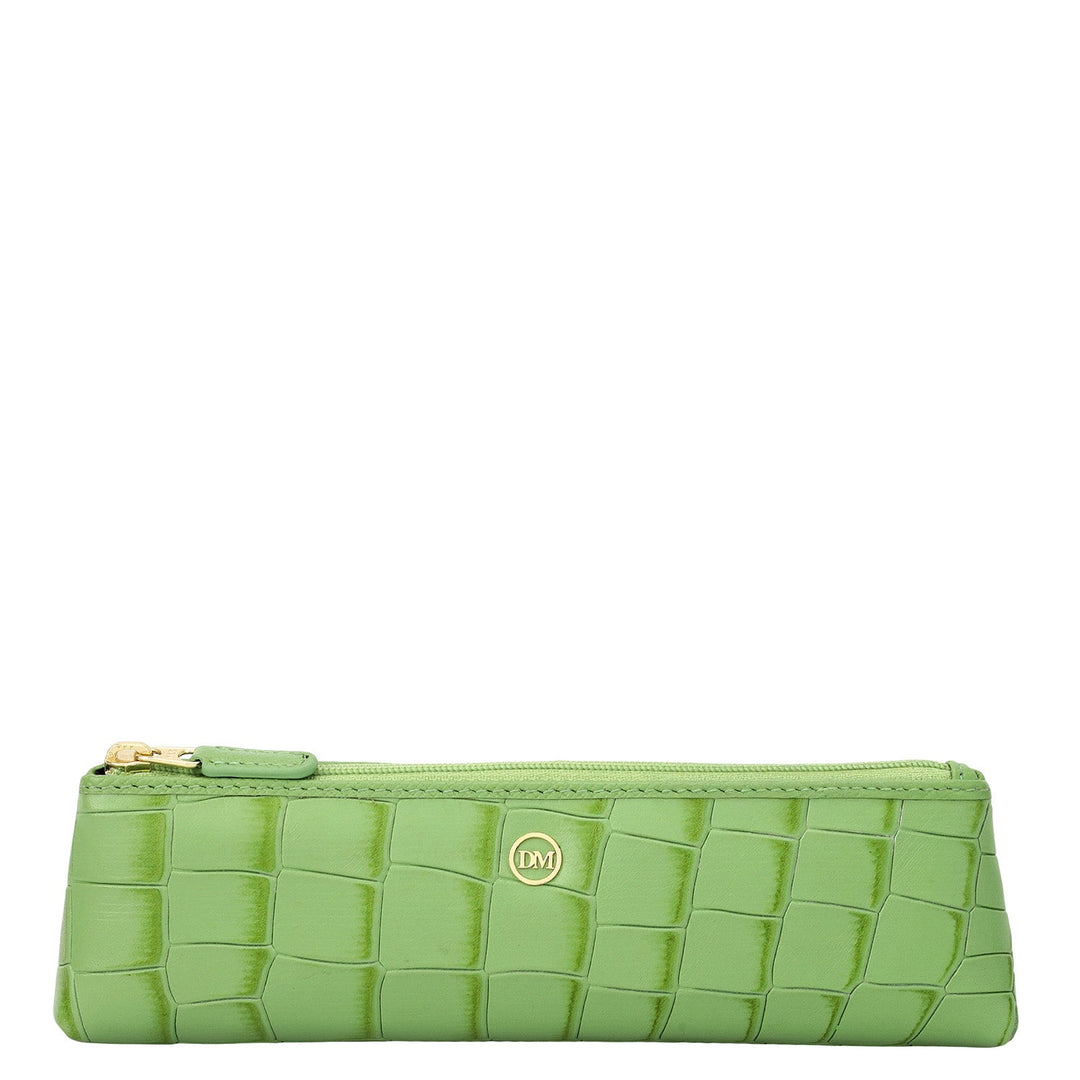 Croco Leather Multi Pouch - Kiwi