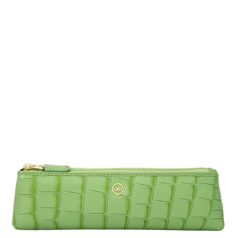Croco Leather Multi Pouch - Kiwi