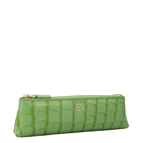 Croco Leather Multi Pouch - Kiwi