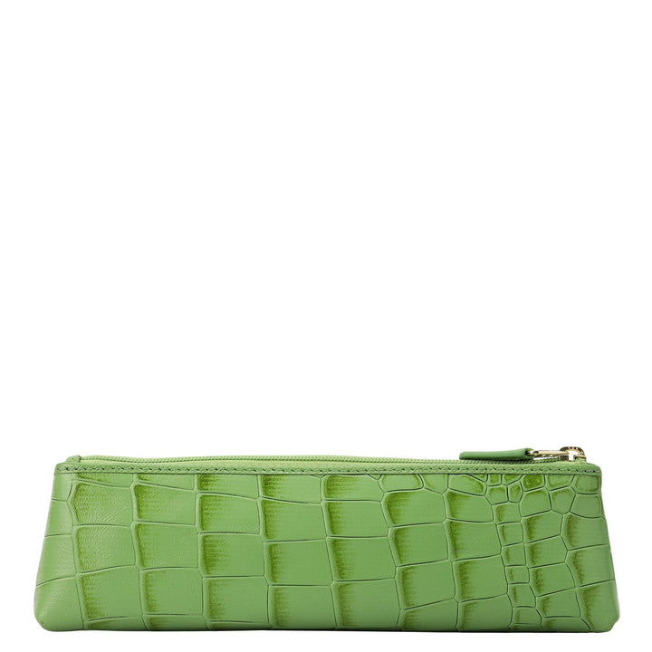Croco Leather Multi Pouch - Kiwi