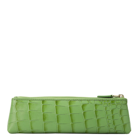Croco Leather Multi Pouch - Kiwi