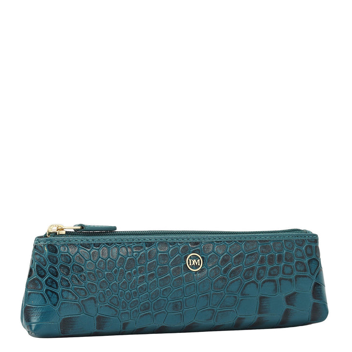 Croco Leather Multi Pouch - Teal