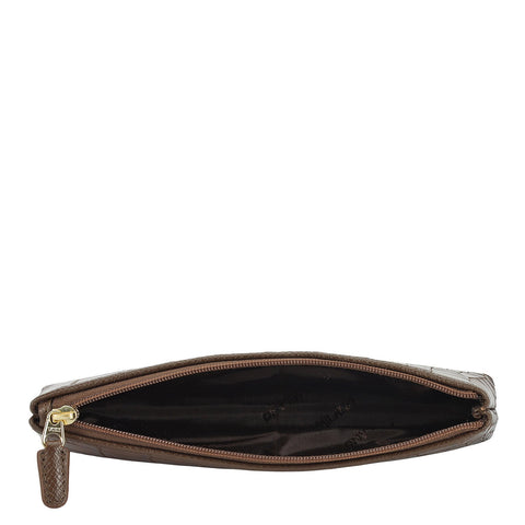 Croco Leather Multi Pouch - Walnut