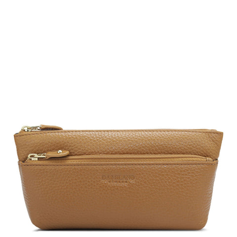 Wax Leather Multi Pouch - Caramel