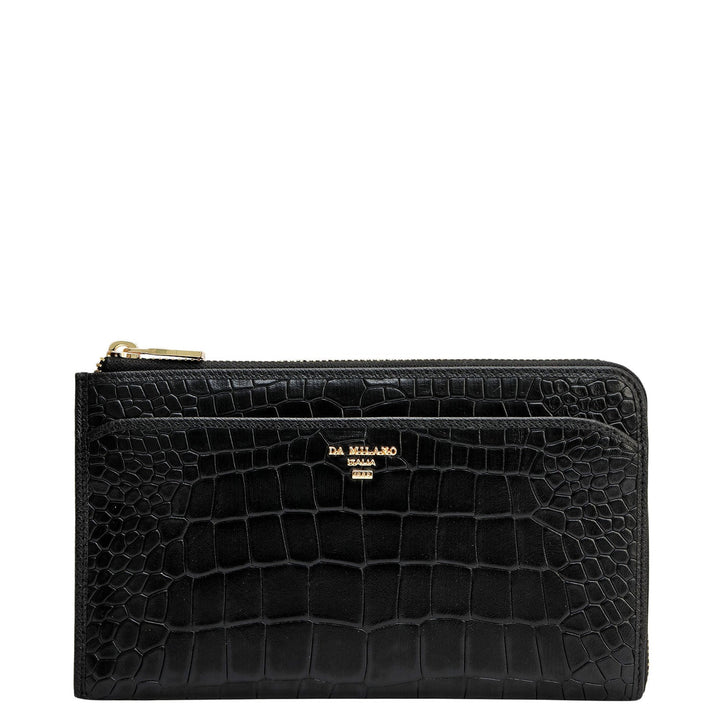 Croco Leather Multi Pouch - Black
