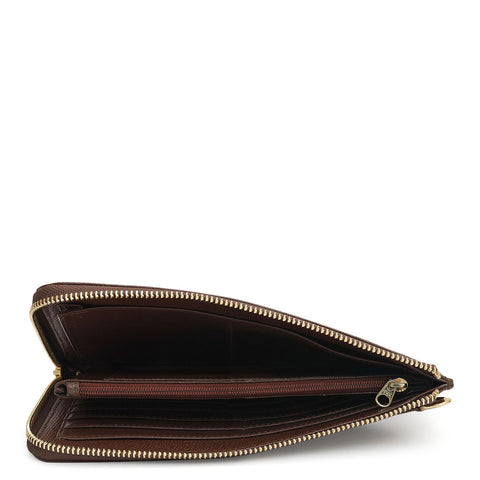 Croco Leather Multi Pouch - Walnut