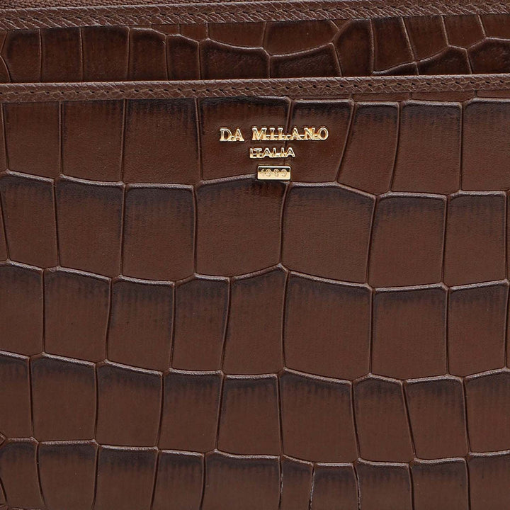 Croco Leather Multi Pouch - Walnut