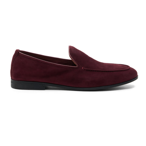 Wine Leather Panel Loafers