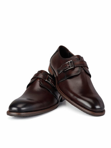 Coffee Leather Monk Straps