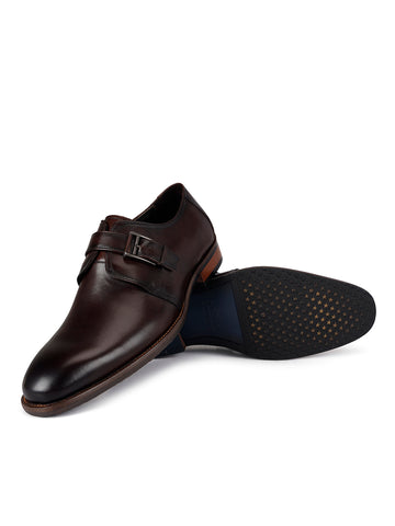 Coffee Leather Monk Straps