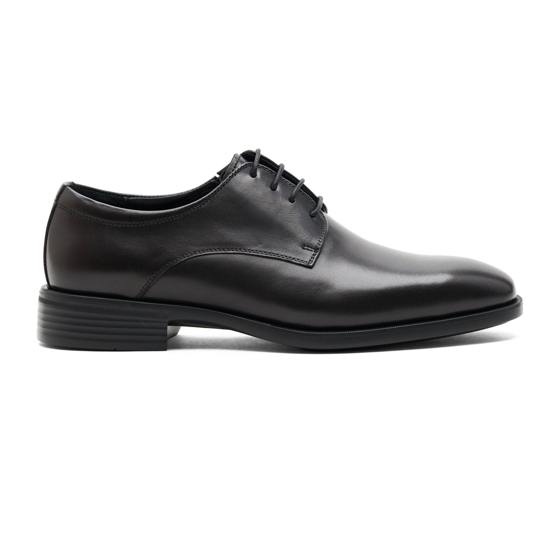 Black Plain Leather Lace Ups