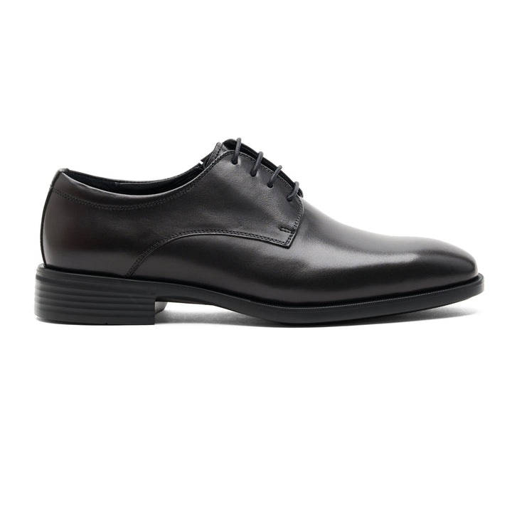 Black Plain Leather Lace Ups