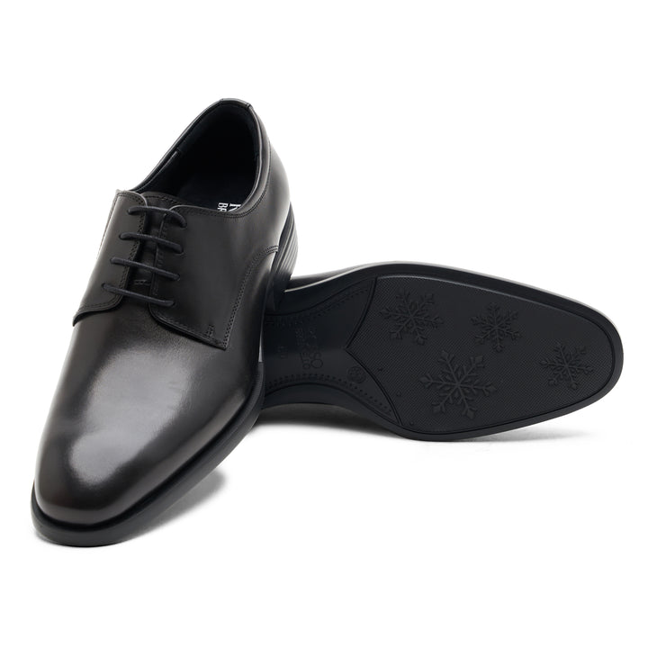 Black Plain Leather Lace Ups