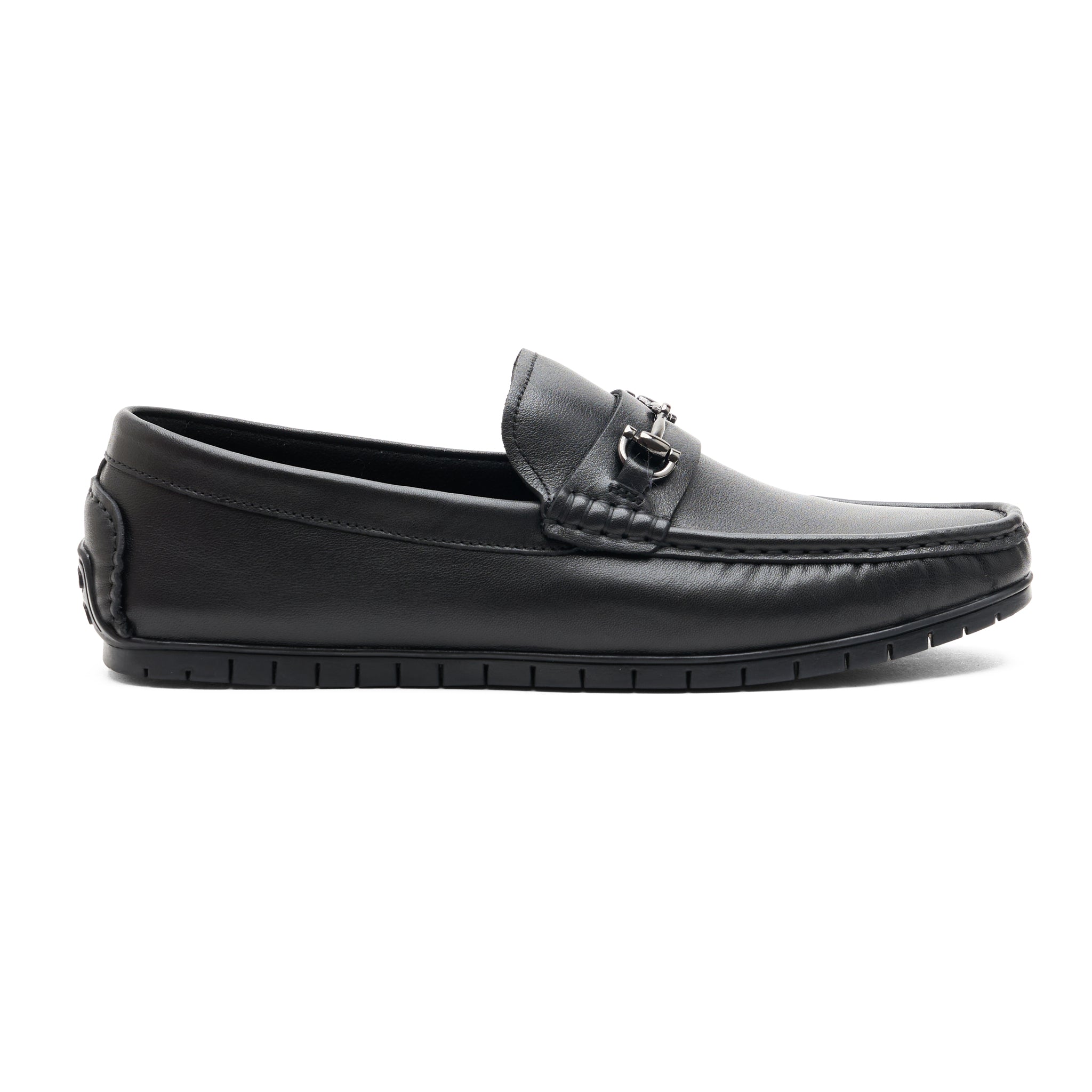 Black leather sales moccasins mens