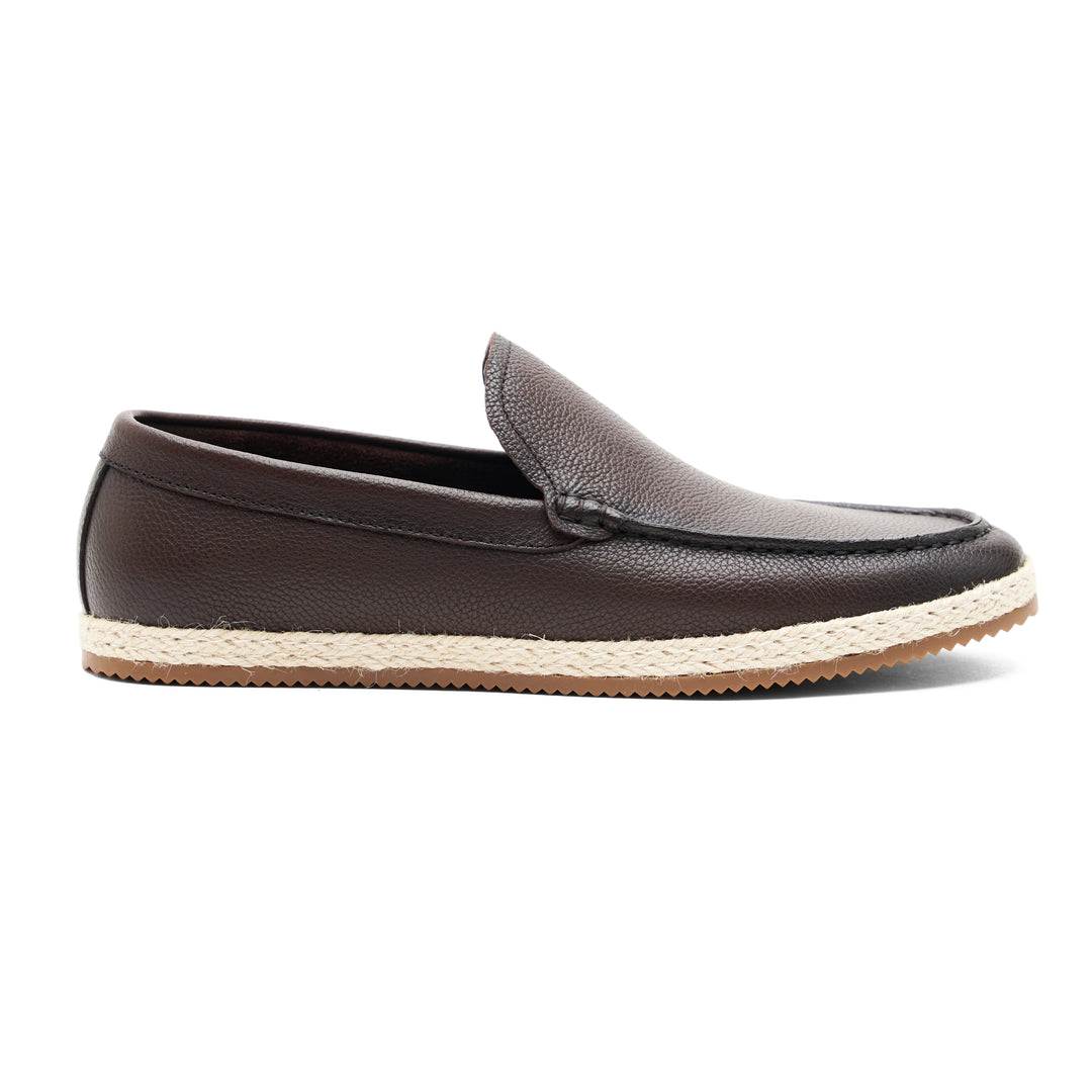 Coffee Signato Leather Moccasins