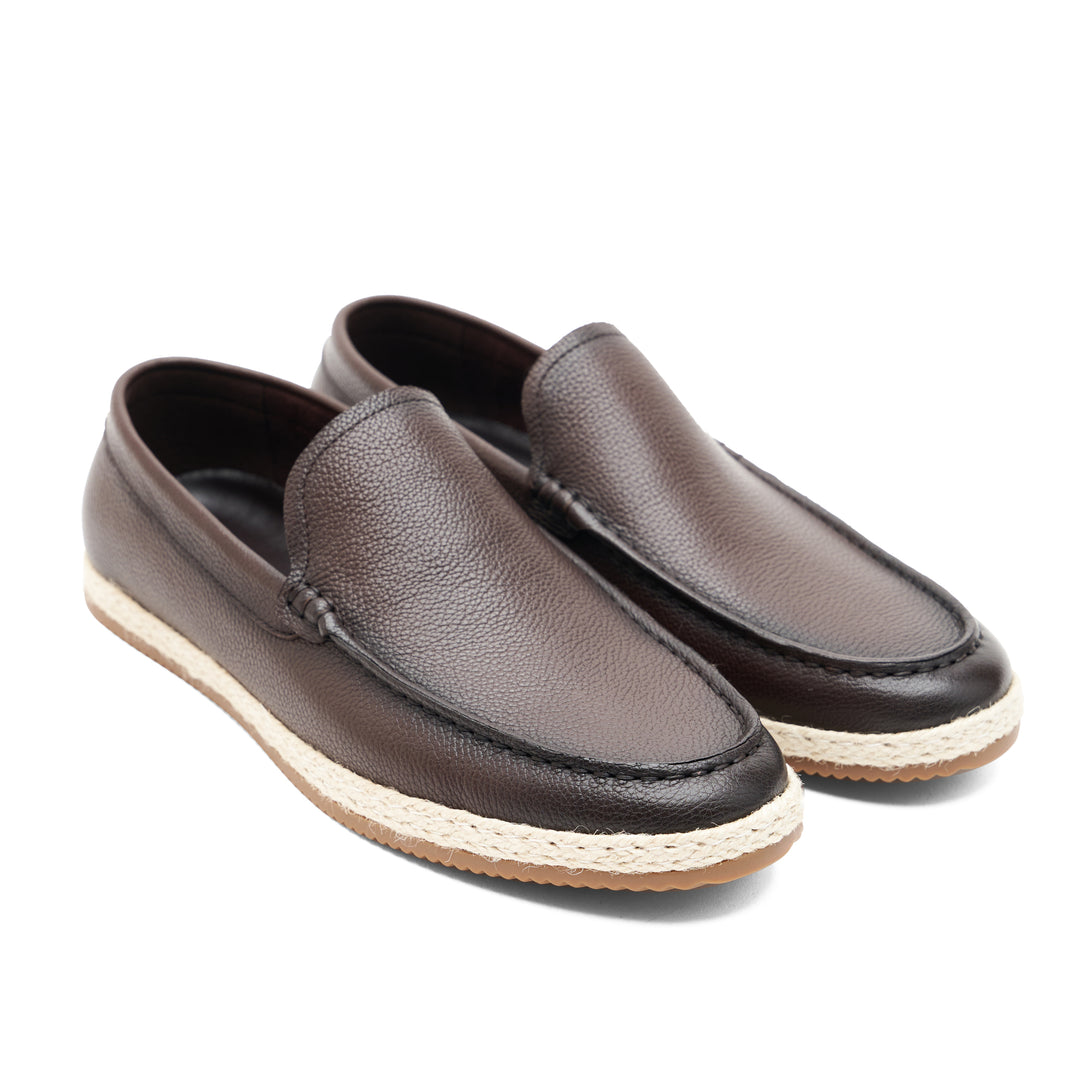 Coffee Signato Leather Moccasins