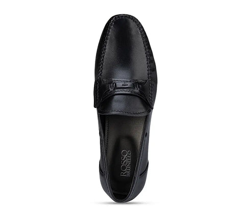 Black Moccasins With Leather Panel