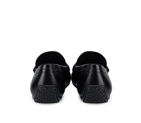 Black Moccasins With Leather Panel