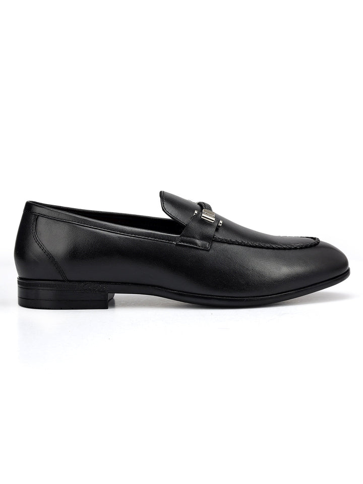 Black Braied Leather Loafers