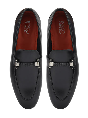 Black Braied Leather Loafers