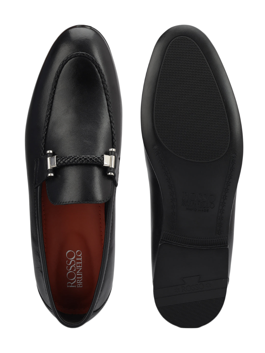 Black Braied Leather Loafers