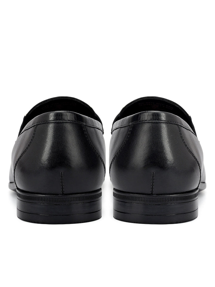 Black Braied Leather Loafers